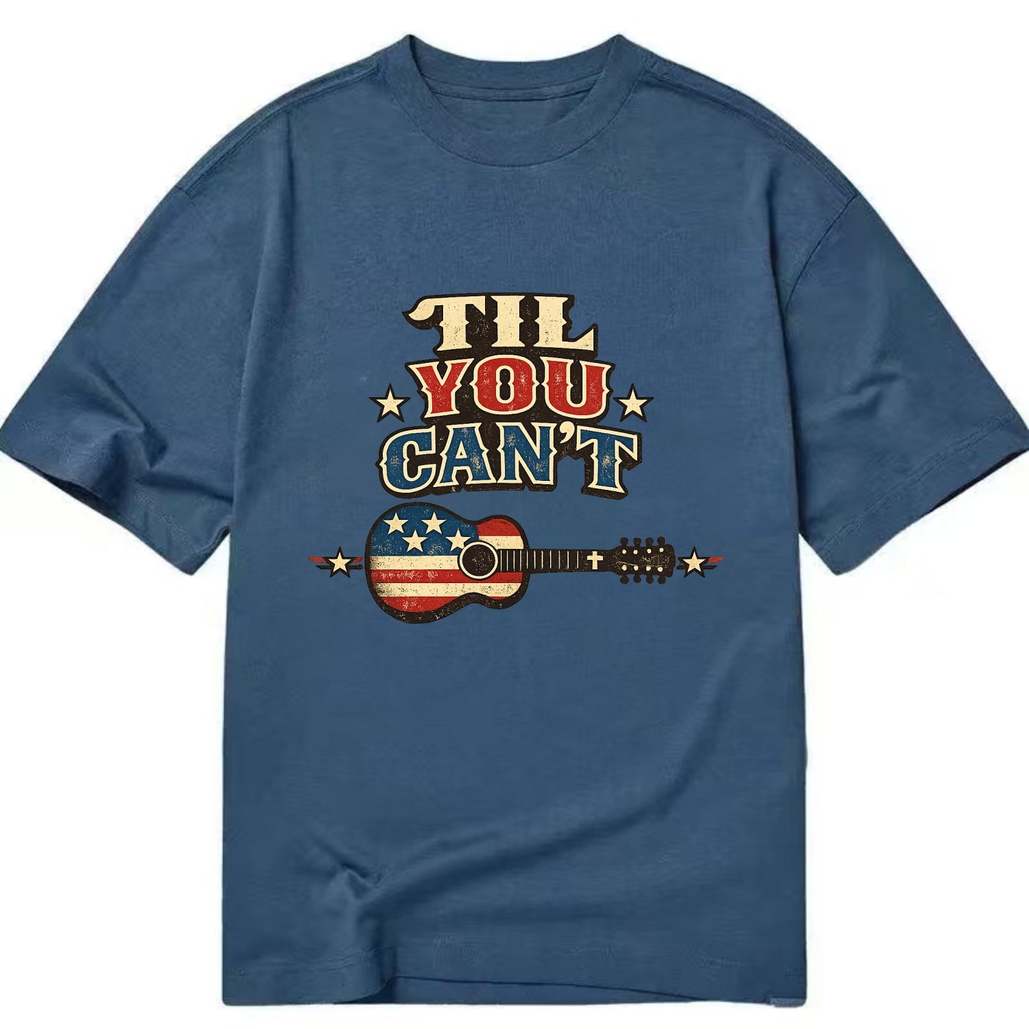 Til You Cant - Flag Guitar - Classic T-shirt - Twilight Navy(Blue)