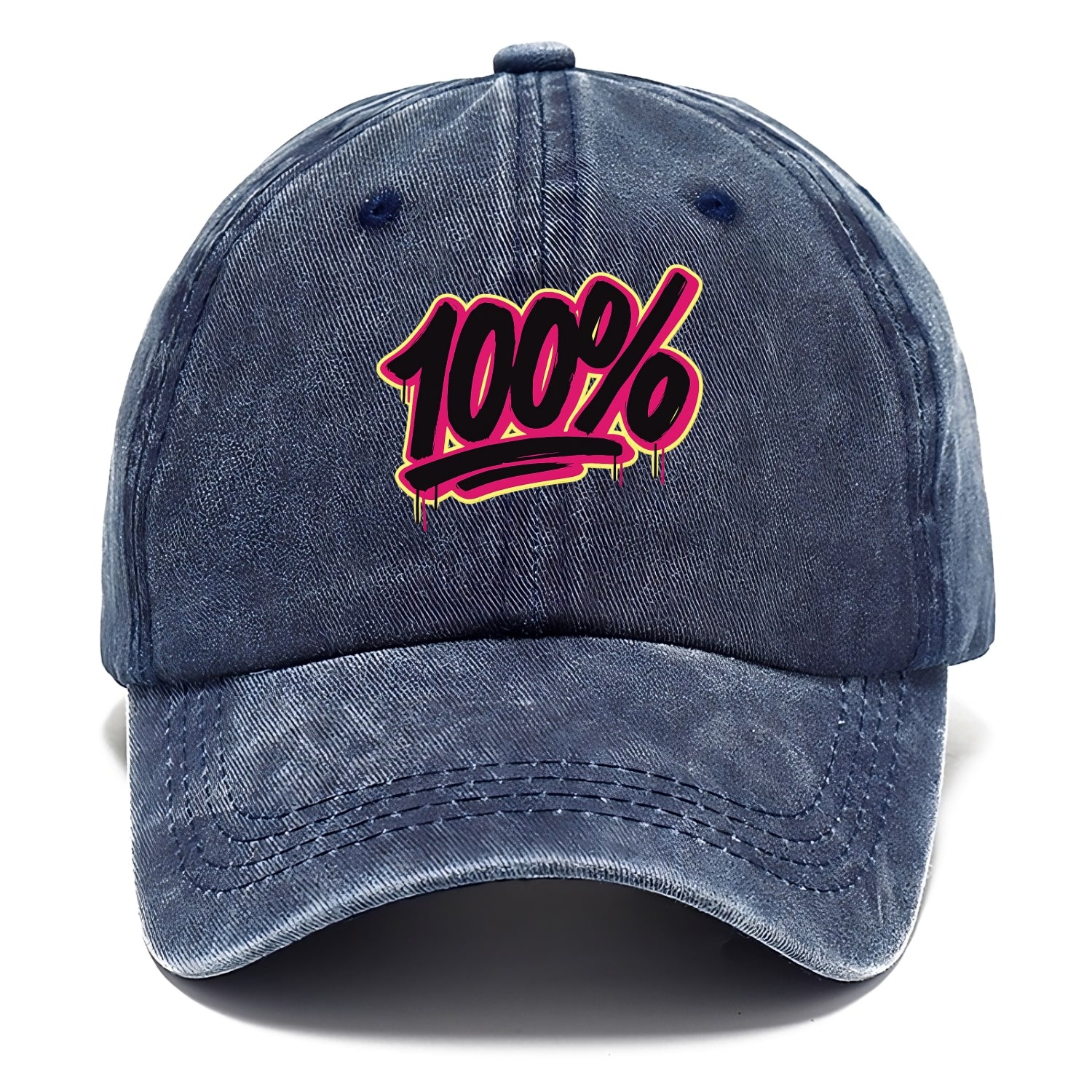 Bold typography design - "100%" - all in, fully committed - Classic Cap - Twilight Navy(Blue)