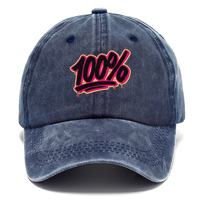 Bold typography design - "100%" - all in, fully committed - Classic Cap - Twilight Navy(Blue)