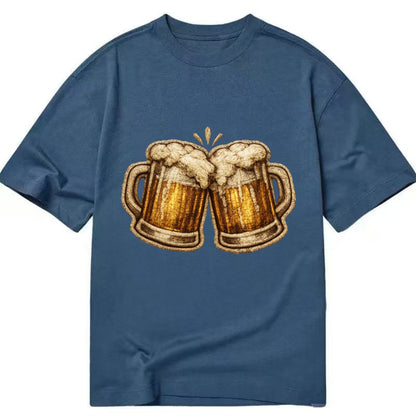 BEER MUG CHEERS - frosty beer stein in gold and amber , brewery - Classic T-shirt - Twilight Navy(Blue)