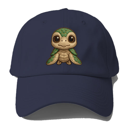 Baby Green Sea Turtle - emerald shell, large innocent brown eyes, tiny flippers, - Baseball Cap - Twilight Navy(Blue)