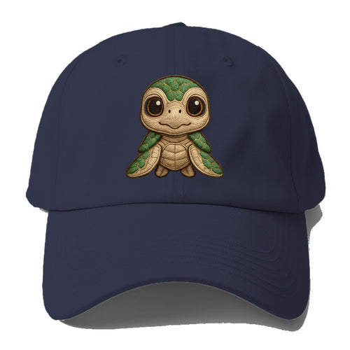 Baby Green Sea Turtle - emerald shell, large innocent brown eyes, tiny flippers, - Baseball Cap