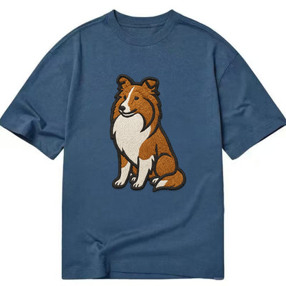 Shetland Sheepdog - Sable and white embr Classic T-shirt - Twilight Navy(Blue)