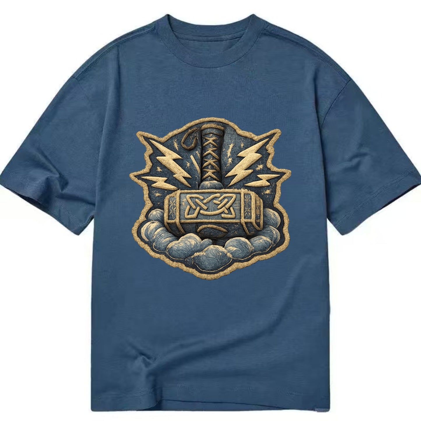 THOR HAMMER MJOLNIR - mighty hammer in silver and blue , thunder god - Classic T-shirt - Twilight Navy(Blue)