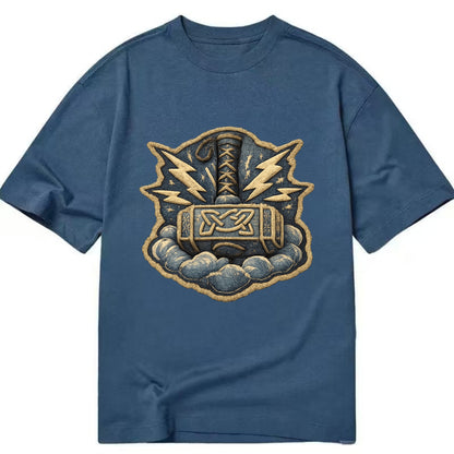 THOR HAMMER MJOLNIR - mighty hammer in silver and blue , thunder god - Classic T-shirt - Twilight Navy(Blue)