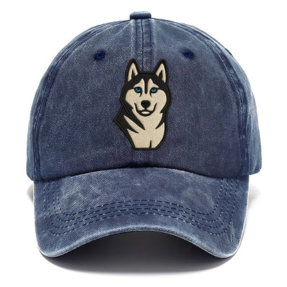 Husky - Blue eyes close-up portrait - Classic Cap - Twilight Navy(Blue)