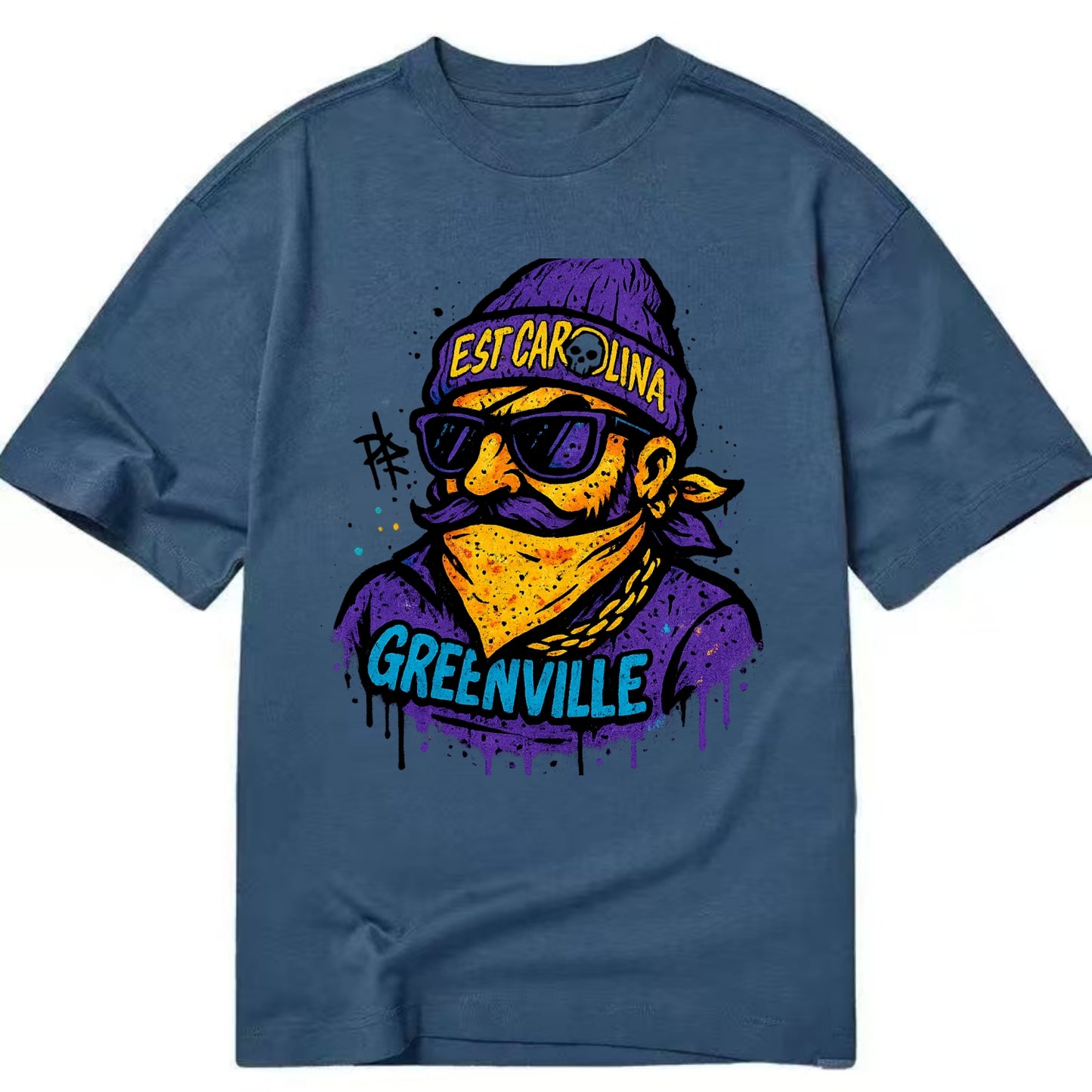 Greenville Pirate wearing East Carolina beanie with skull patch - Classic T-shirt - Twilight Navy(Blue)