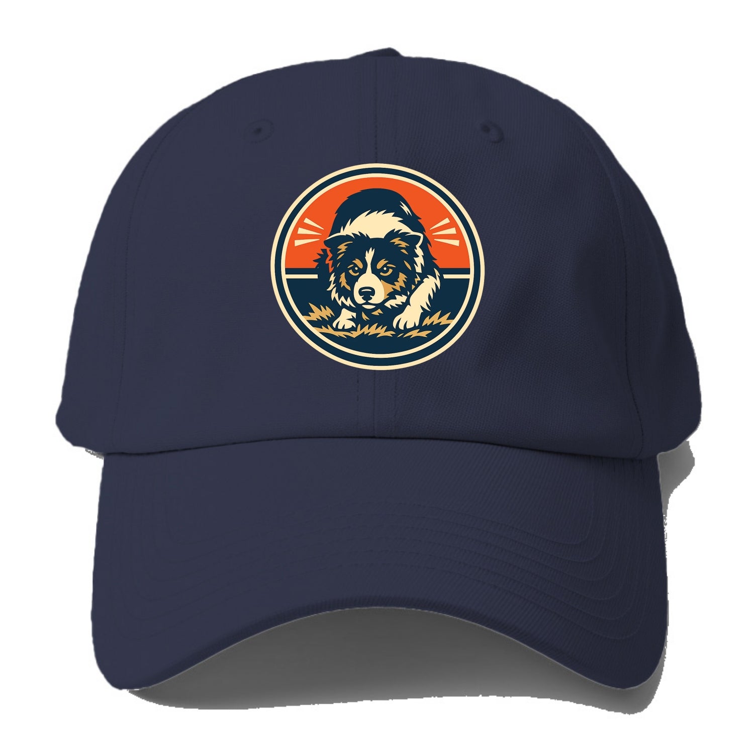 Focused Border Collie Emblem - Baseball Cap - Twilight Navy(Blue)