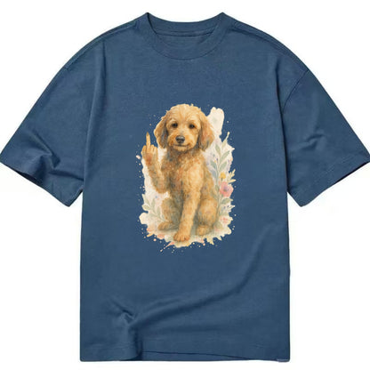 Labradoodle hypoallergenic with wavy coat, intelligent eyes, paw raised - Classic T-shirt - Twilight Navy(Blue)