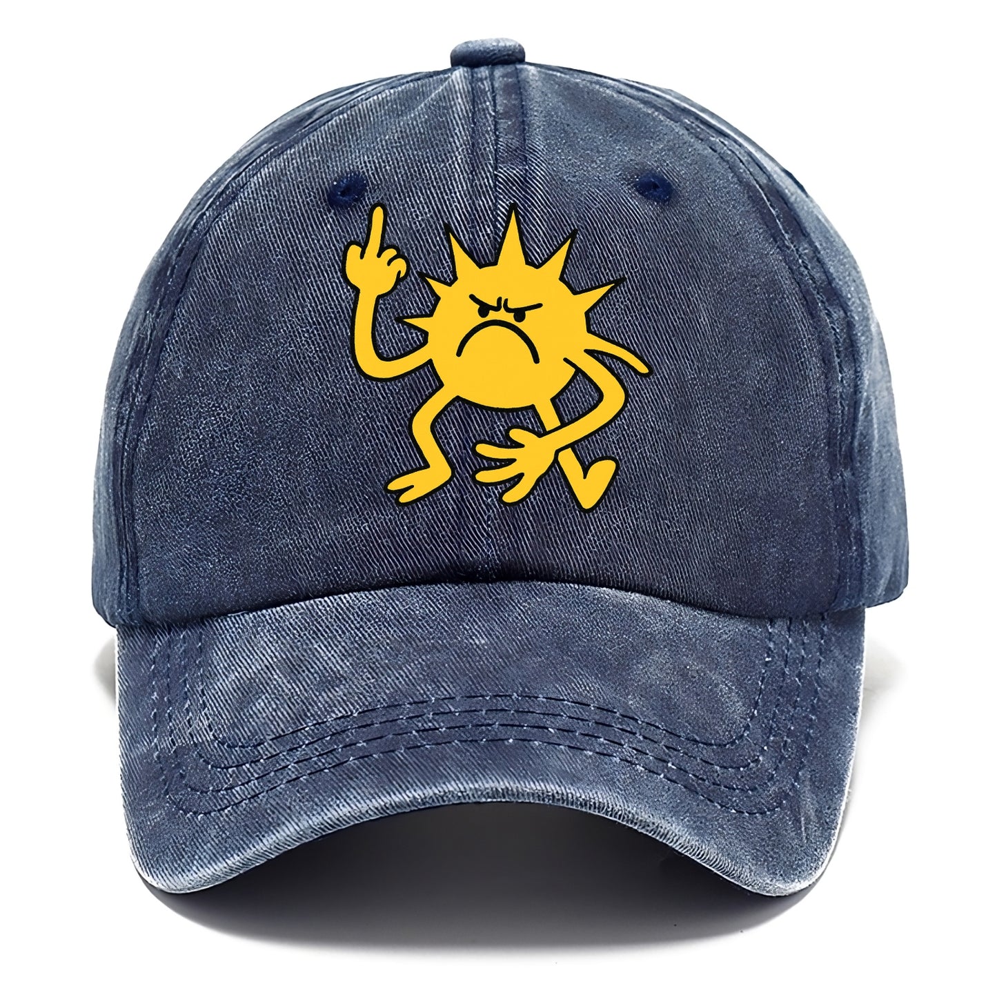 MORNINGS ARE PUNISHMENT | Grumpy sun with middle finger - Classic Cap - Twilight Navy(Blue)