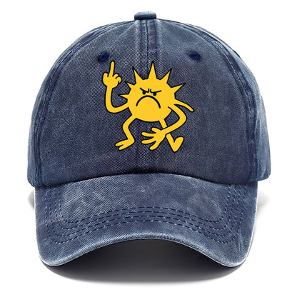 MORNINGS ARE PUNISHMENT | Grumpy sun with middle finger - Classic Cap - Twilight Navy(Blue)