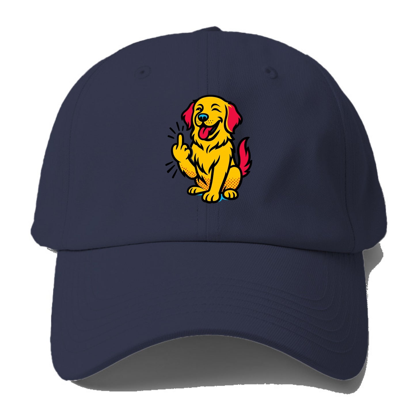 Golden Retriever with happy smile and golden coat, fluffy paw raised - Baseball Cap For Big Heads - Twilight Navy(Blue)