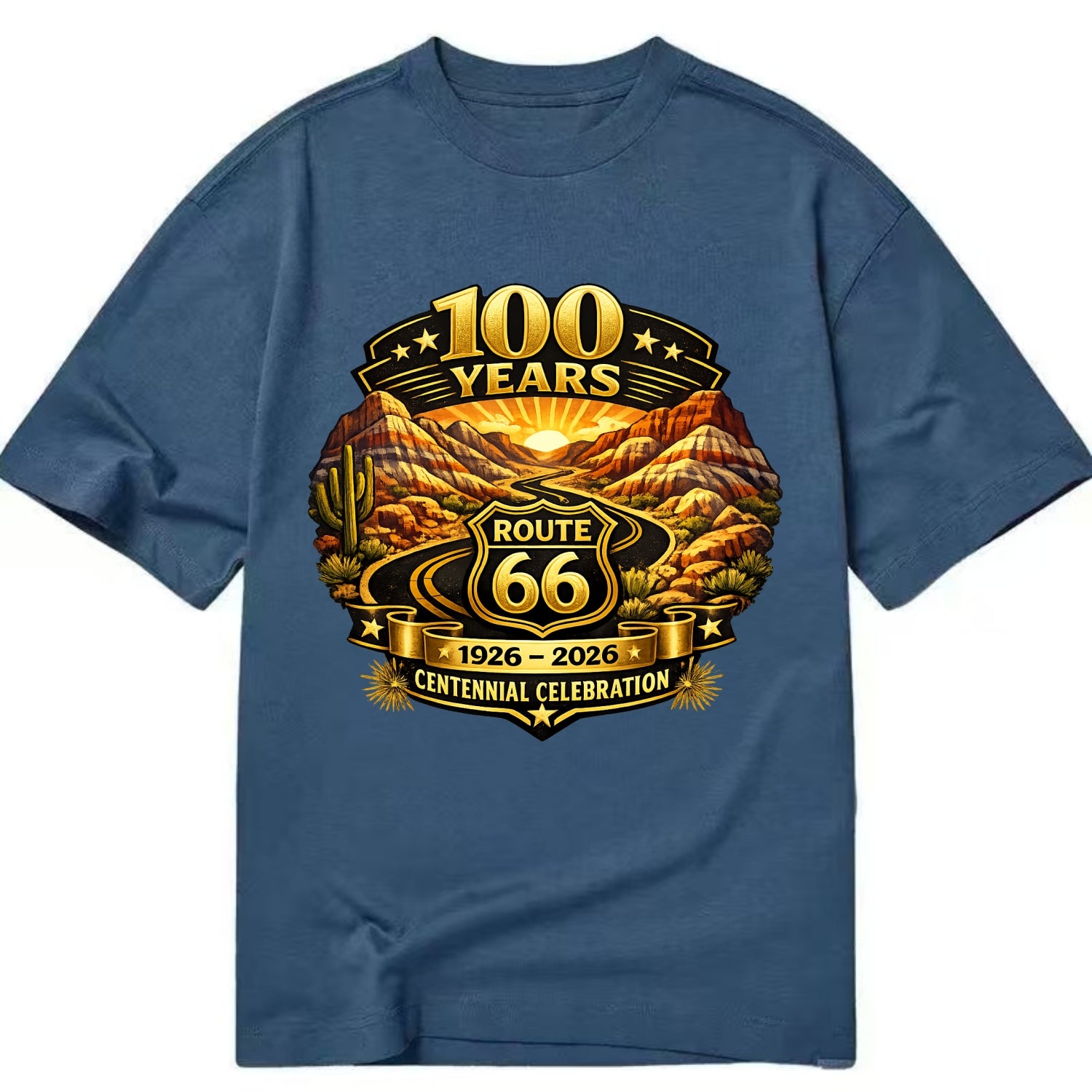 PAINTED DESERT | Colorful desert landscape | Route 66 winding through | Natural - Classic T-shirt - Twilight Navy(Blue)