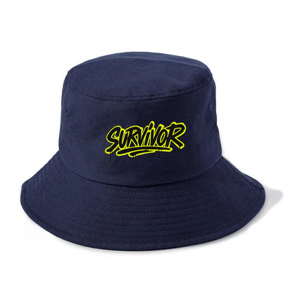 Bold typography design - "SURVIVOR" - overcomer, still standing, made it through - Bucket Hat - Twilight Navy(Blue)