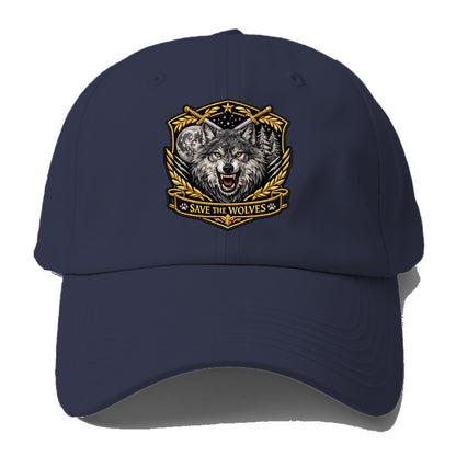 SAVE THE WOLVES - wolf moon in gray , predator protection - Baseball Cap - Twilight Navy(Blue)