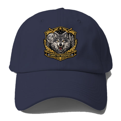 SAVE THE WOLVES - wolf moon in gray , predator protection - Baseball Cap