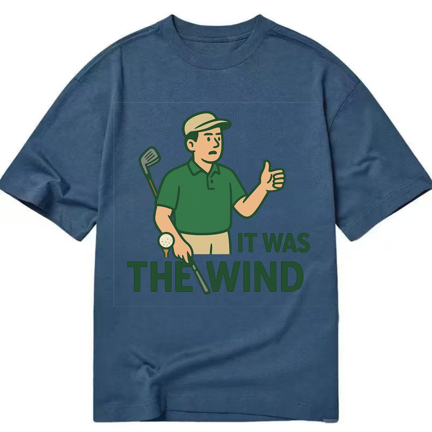 Golfer blaming the wind with hair perfectly still - "It Was the Wind" - classic - Classic T-shirt - Twilight Navy(Blue)