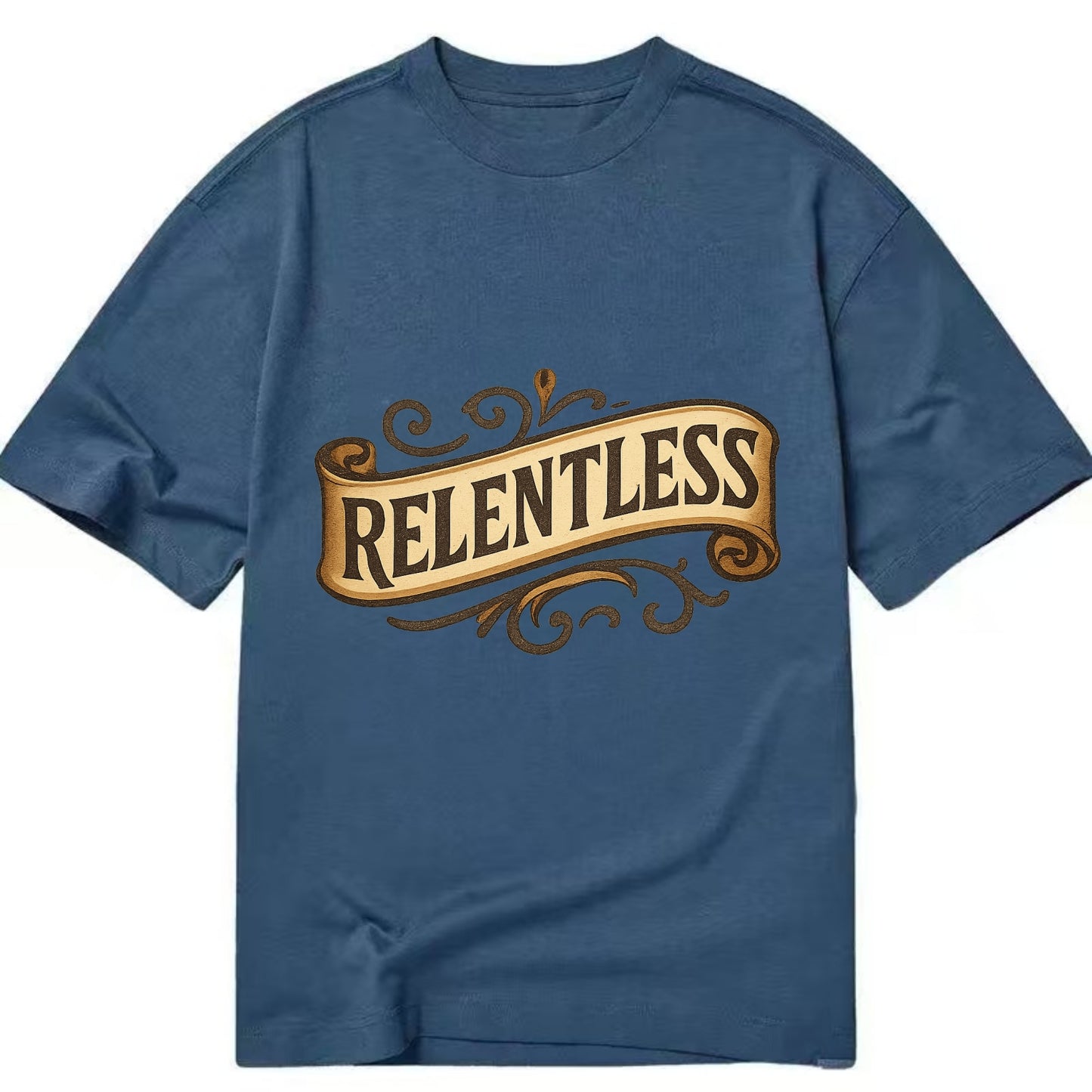 Bold typography design - "RELENTLESS" - never giving up, persistent pursuit - Classic T-shirt - Twilight Navy(Blue)