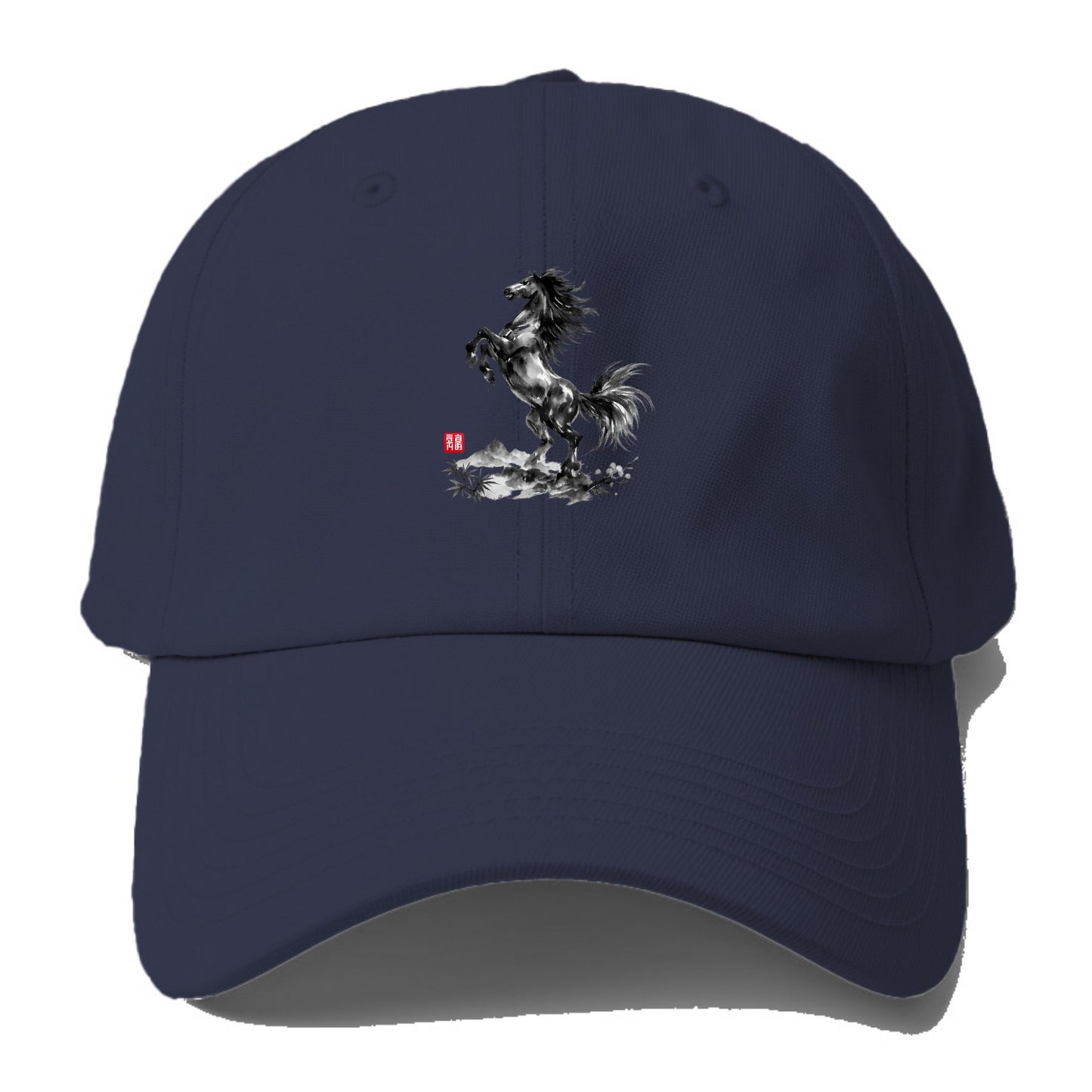 WILD STALLION | Powerful stallion rearing up | Windswept mane and tail | Mountain - Baseball Cap - Twilight Navy(Blue)