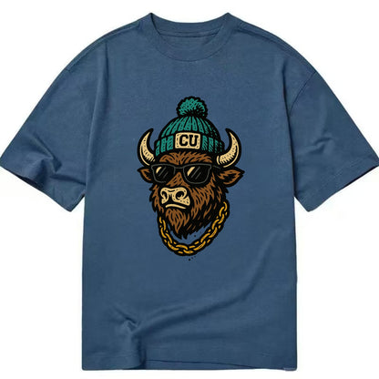 Boulder Ralphie wearing Colorado beanie with CU patch - Classic T-shirt - Twilight Navy(Blue)