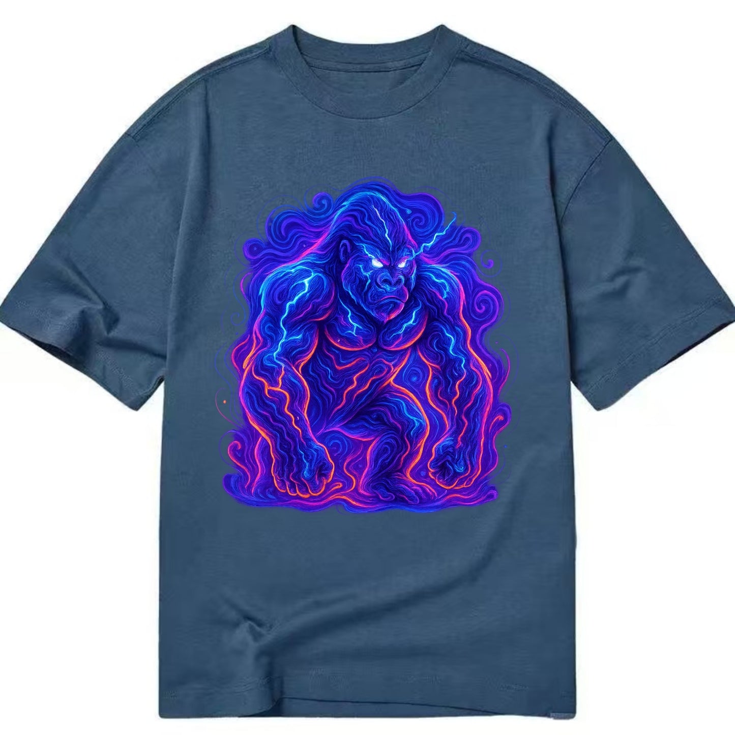 Mighty gorilla with electricity flowing through defined muscles, lightning bolt - Classic T-shirt - Twilight Navy(Blue)