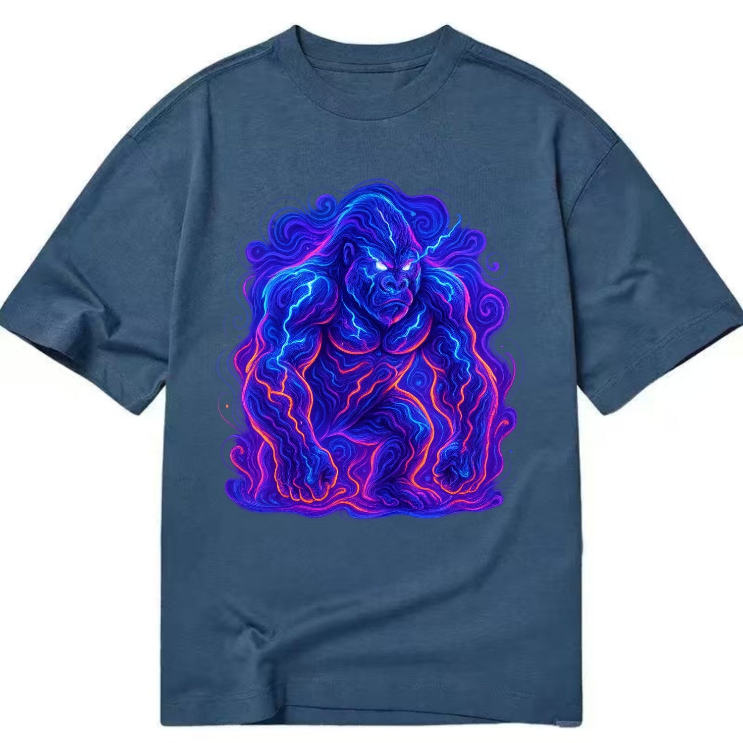 Mighty gorilla with electricity flowing through defined muscles, lightning bolt - Classic T-shirt - Twilight Navy(Blue)