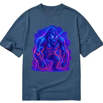 Mighty gorilla with electricity flowing through defined muscles, lightning bolt - Classic T-shirt - Twilight Navy(Blue)