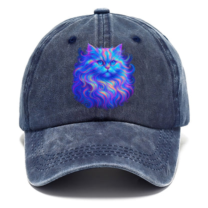 Luxurious Persian cat with flowing fur that refracts into rainbow prisms, soft pastel - Classic Cap - Twilight Navy(Blue)