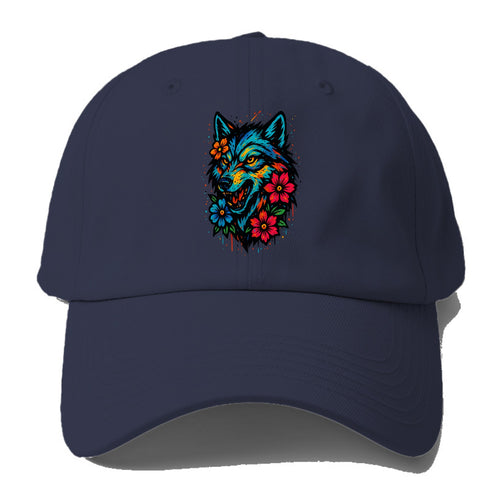 Floral Wolf Garden  - Baseball Cap For Big Heads