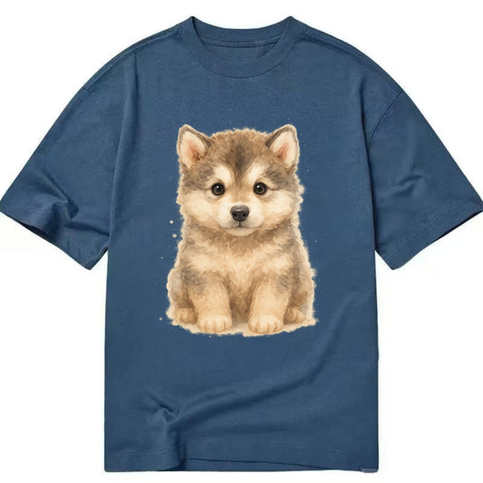 Baby Alaskan Malamute Puppy - wolf-like, fluffy coat, friendly eyes, - Classic T-shirt - Twilight Navy(Blue)