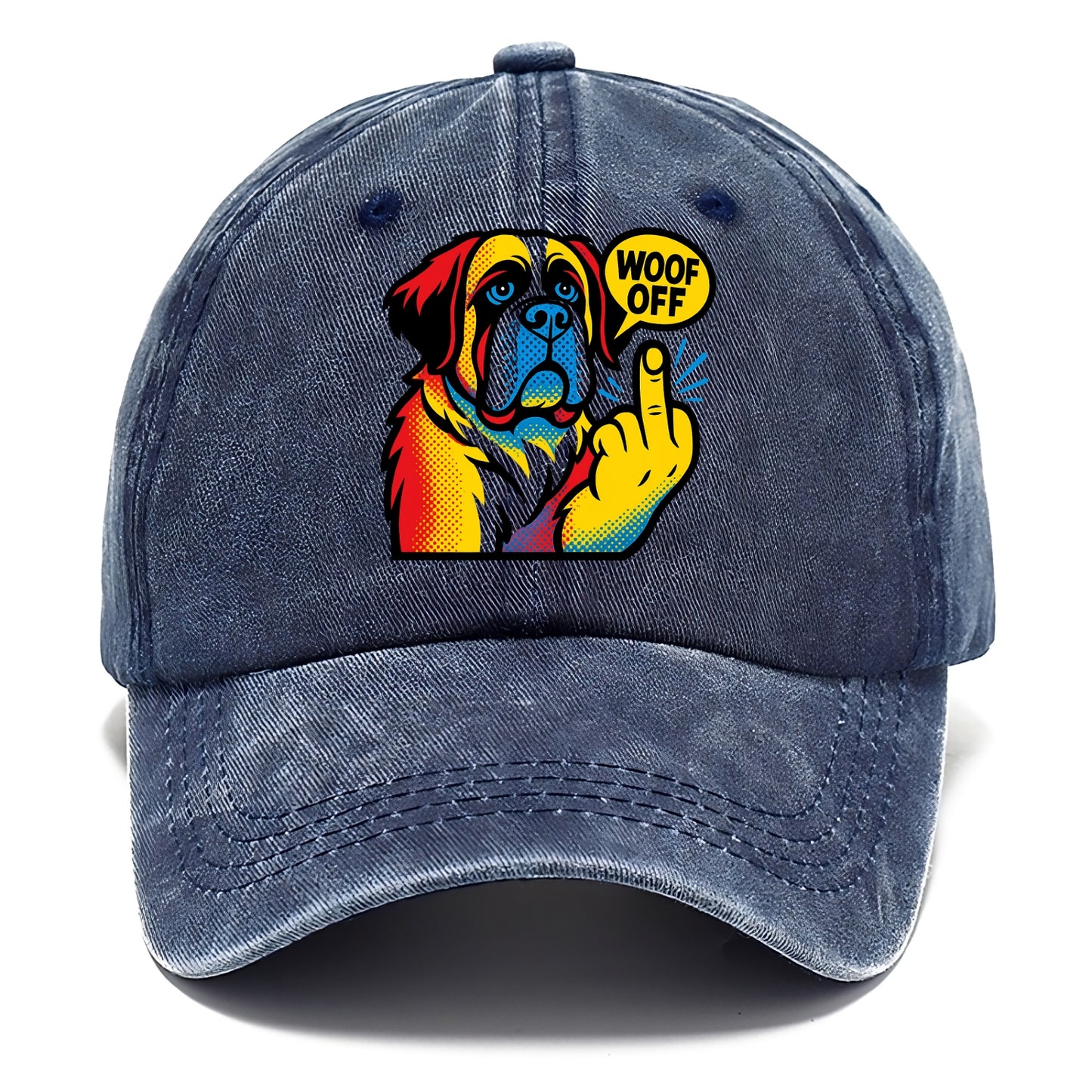 Saint Bernard with gentle giant face and droopy jowls, huge paw raised - Classic Cap - Twilight Navy(Blue)