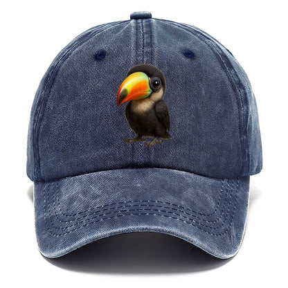 Baby Toucan - oversized colorful beak, black feathers, bright eyes, front-facing, - Classic Cap - Twilight Navy(Blue)