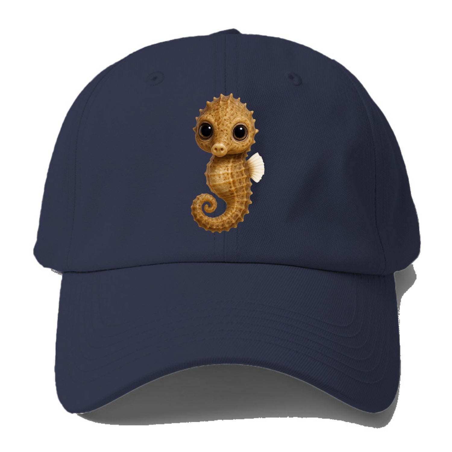 Baby Seahorse - curled tail, snout, large eyes, front-facing, delicate - Baseball Cap For Big Heads - Twilight Navy(Blue)