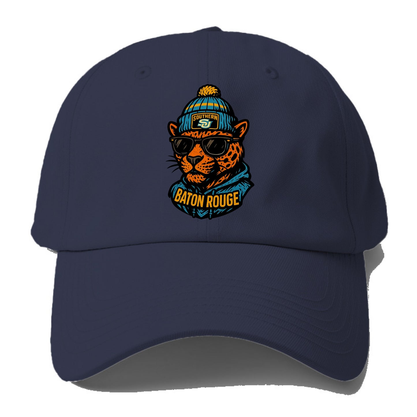 Baton Rouge Jaguar wearing Southern beanie with SU patch - Baseball Cap - Twilight Navy(Blue)