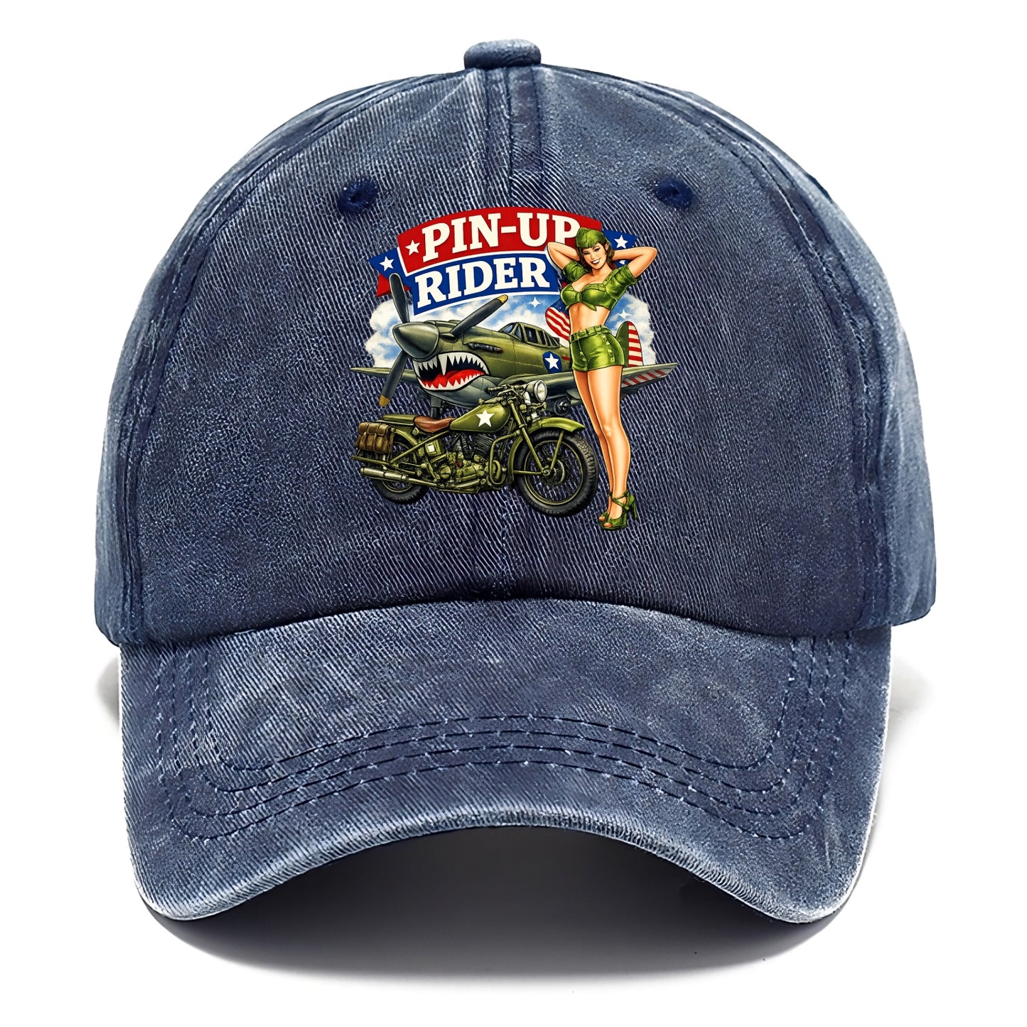 Wwii Pin Up Rider - Classic Cap - Twilight Navy(Blue)