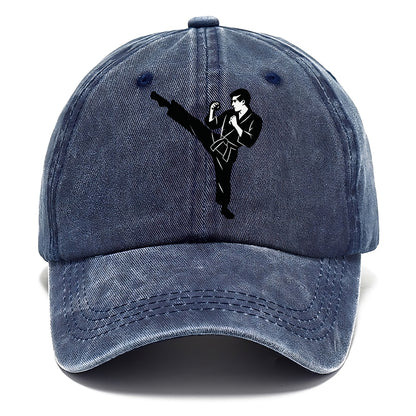 Martial artist performing a high kick - Classic Cap - Twilight Navy(Blue)