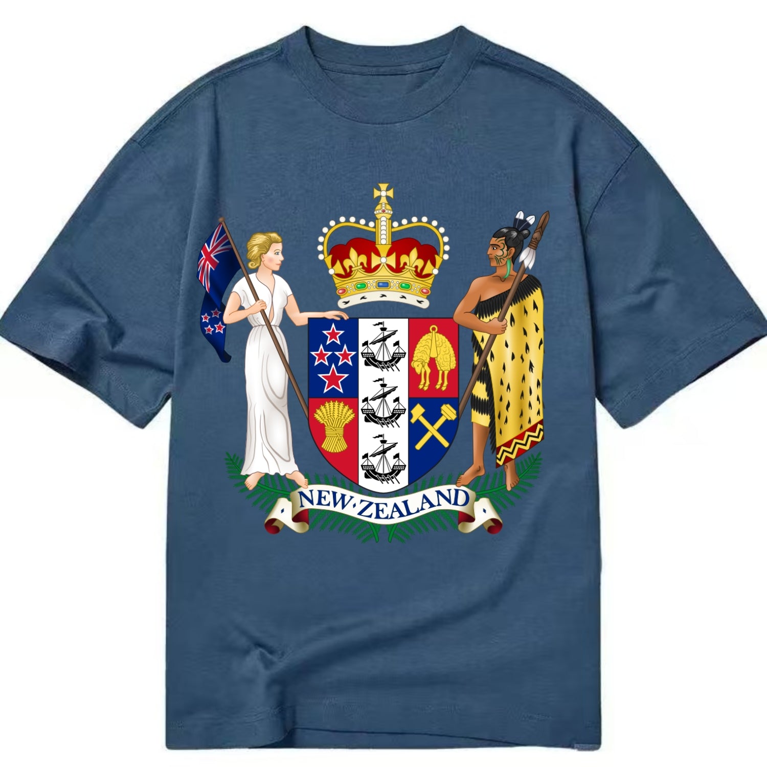 Coat Of Arms Of New Zealand - Classic T-shirt - Twilight Navy(Blue)
