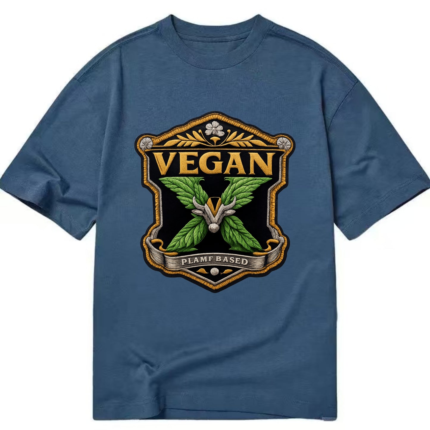 VEGAN X - plant-based symbol in green , animal rights - Classic T-shirt - Twilight Navy(Blue)
