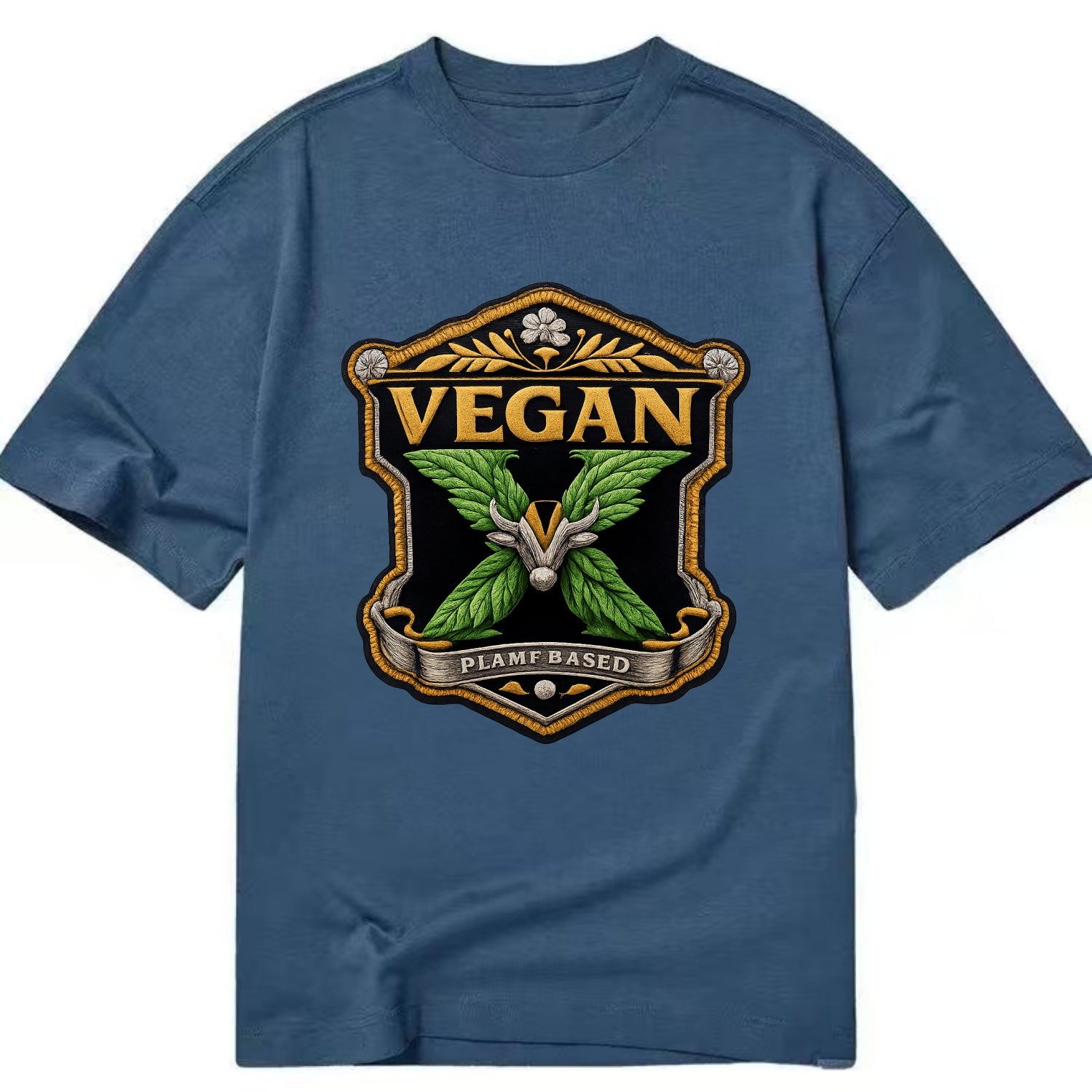 VEGAN X - plant-based symbol in green , animal rights - Classic T-shirt - Twilight Navy(Blue)