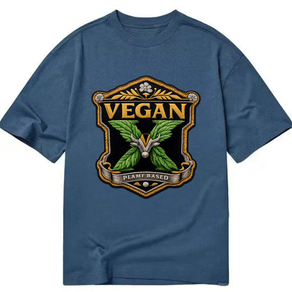 VEGAN X - plant-based symbol in green , animal rights - Classic T-shirt - Twilight Navy(Blue)