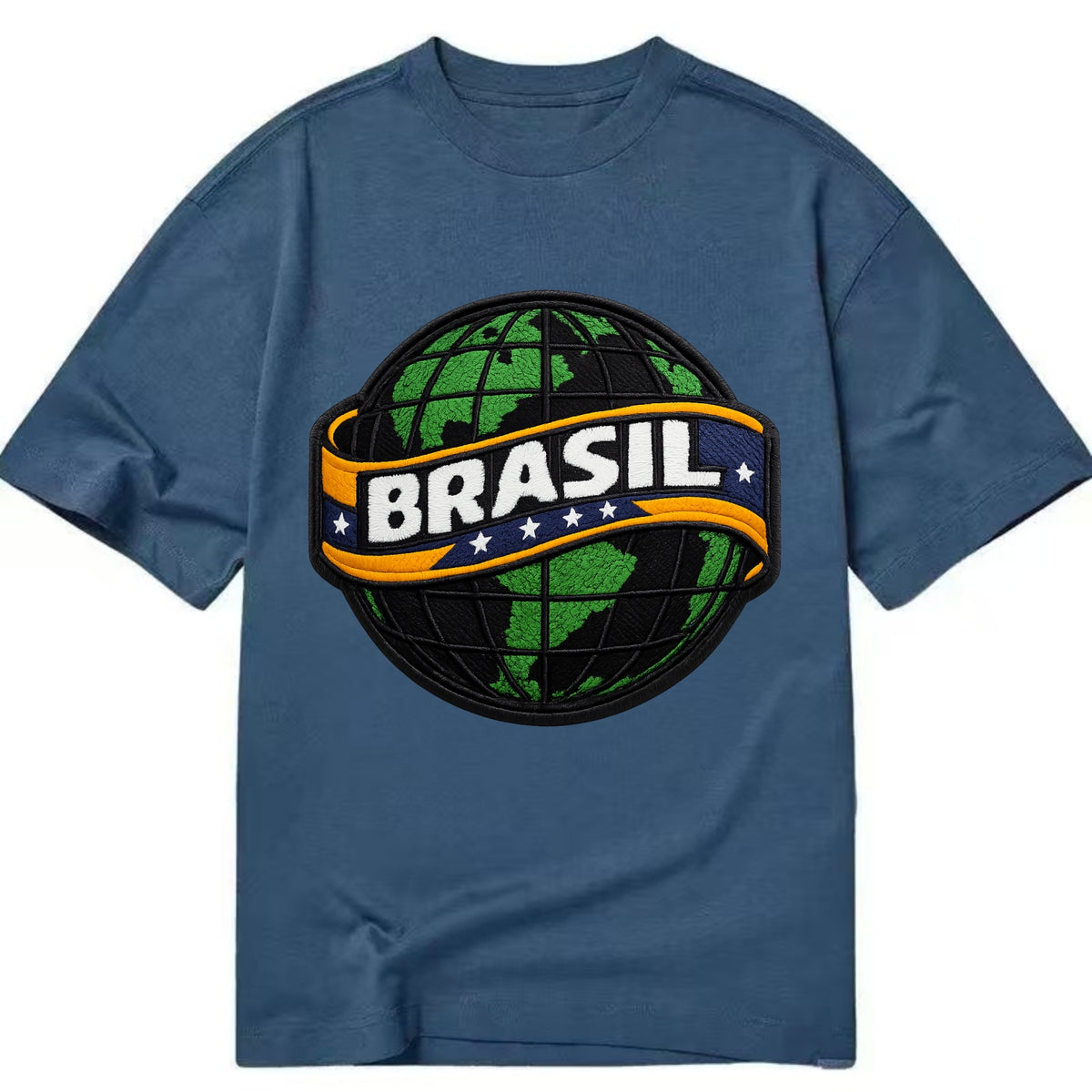 BRAZILIAN FLAG GLOBE - green globe with banner in green yellow blue , Brasil - Classic T-shirt - Twilight Navy(Blue)