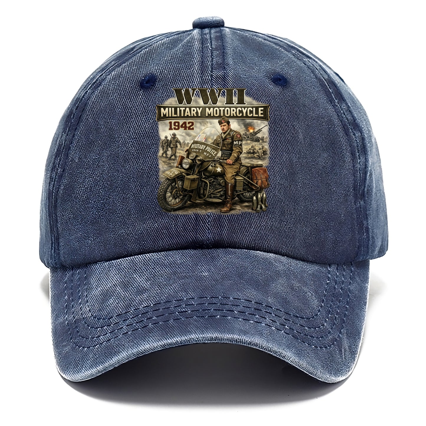 Wwii Military Motorcycle 1942 - Classic Cap - Twilight Navy(Blue)