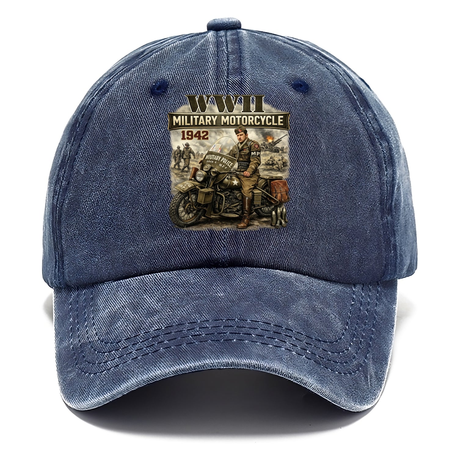 Wwii Military Motorcycle 1942 - Classic Cap - Twilight Navy(Blue)