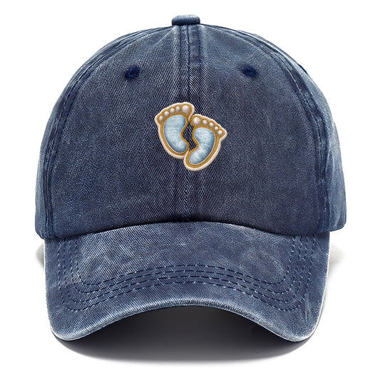 BABY FOOTPRINTS - tiny feet in pink or blue , newborn - Classic Cap - Twilight Navy(Blue)