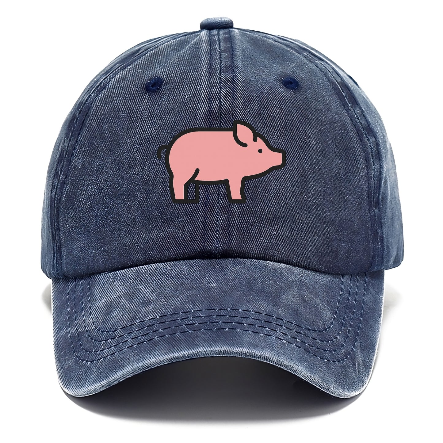 Pig - Pink farm pig flat side profile - Classic Cap - Twilight Navy(Blue)