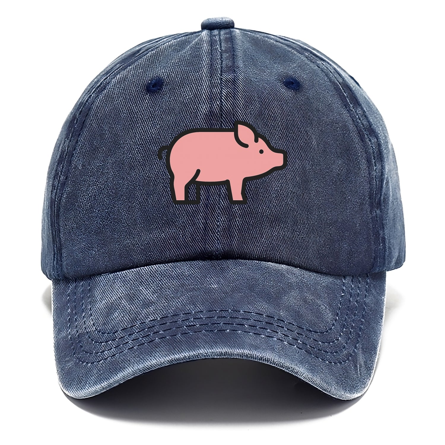 Pig - Pink farm pig flat side profile - Classic Cap - Twilight Navy(Blue)