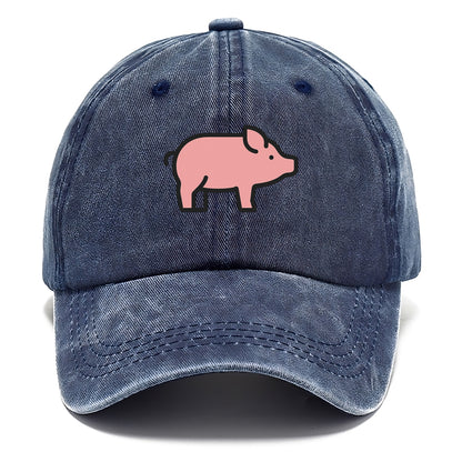 Pig - Pink farm pig flat side profile - Classic Cap - Twilight Navy(Blue)