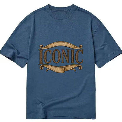 Bold typography design - "ICONIC" - instantly recognizable, trendsetter - Classic T-shirt - Twilight Navy(Blue)