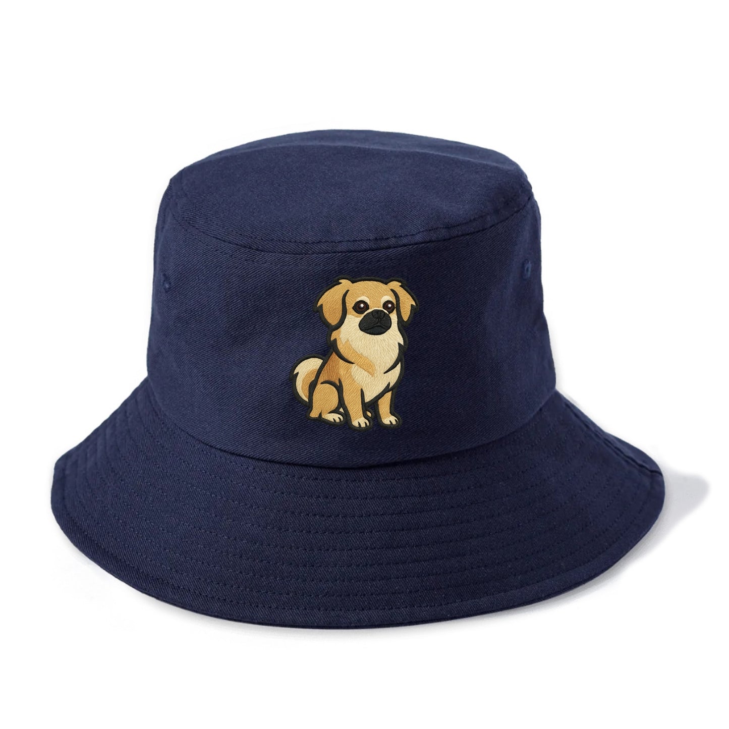 Tibetan Spaniel - Fawn small dog embroidered design - Bucket Hat - Twilight Navy(Blue)