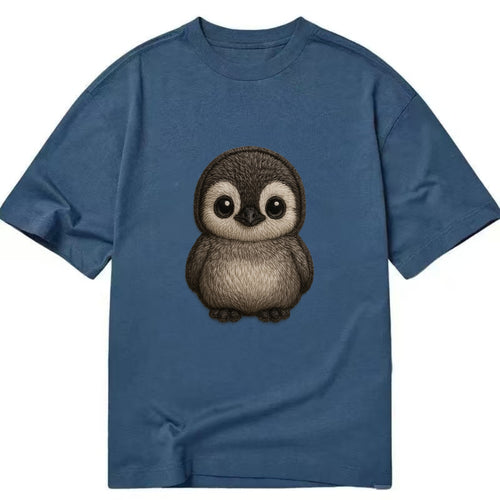 Baby Penguin Chick - gray fluffy, white face, round body, front-facing, tuxedo - Classic T-shirt